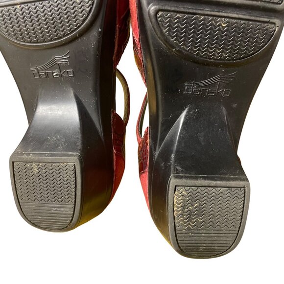 Dansko Sally Mary Jane Suede Leather Clogs Sz 40 (EU) Red Holiday - Picture 8 of 9